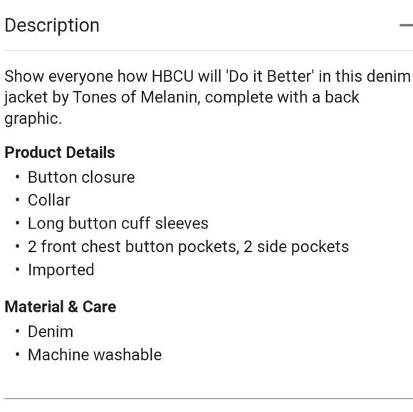 NWT Men's Tones Of Melannin HBCU's Do It Better Graphic Denim Jacket - Picture 5 of 5